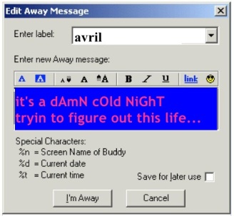 Image result for aim away messages